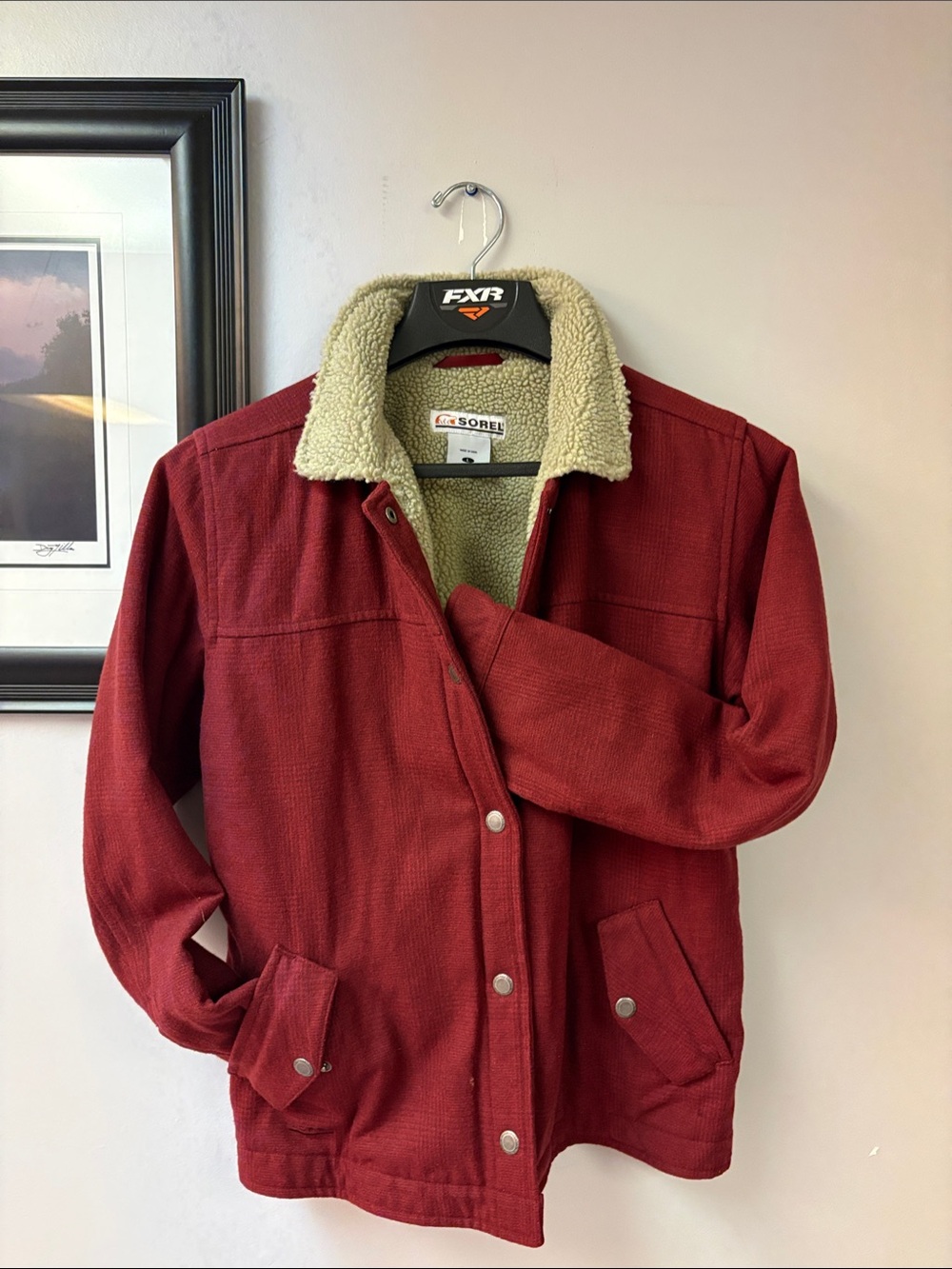 Sorel Red Sherpa Collar Button-Front Jacket